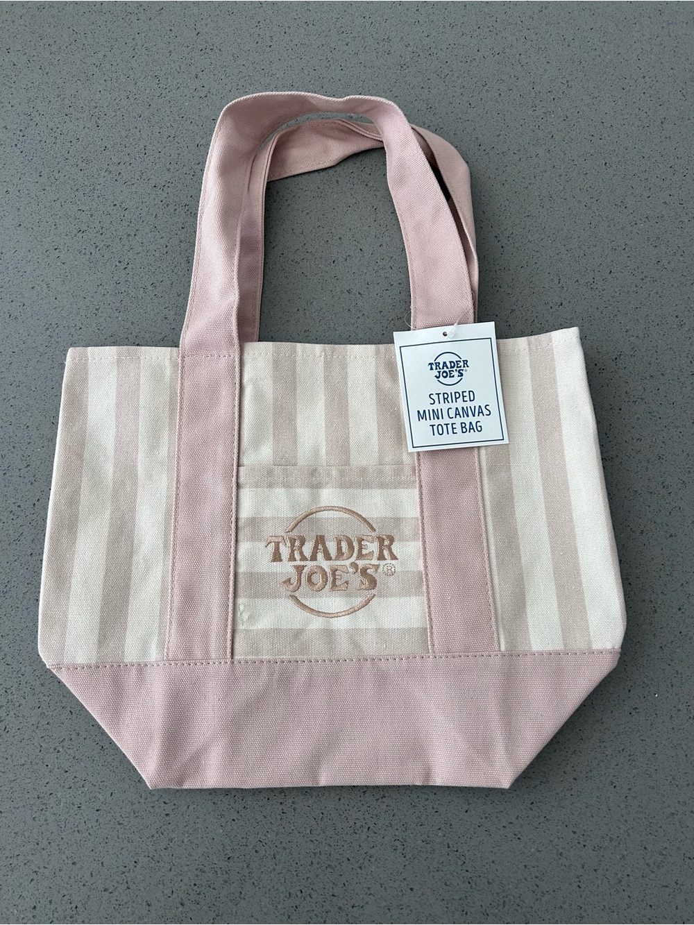 Trader Joe's Brown & Cream Striped Canvas Tote